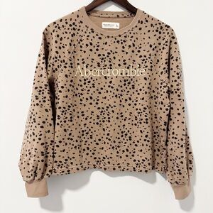 Abercrombie‎ & Fitch Embroidered Crewneck Sweatshirt Womens Medium Animal Print